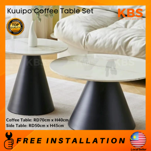 (FREE Shipping) KBS Kuuipo Coffee Table Set / 2 pcs/ modern minimalist / ceramic top / Round Shape / RD70cm x H40cm / RD50cm x H45cm