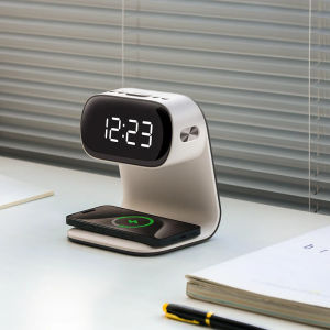 1pc new multi-functional LED warm light night light alarm clock - support mobile phone wireless charging - suitable for living r