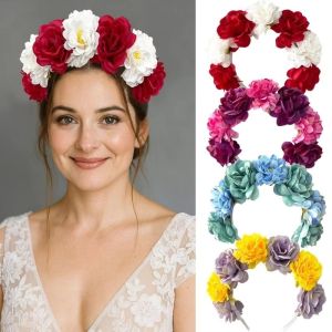 NOBLELUX Bohemian Style Artificial Floral Headband Anti-Slip Floral Wreaths Flower Crown Girls Hair Garland Wedding Party