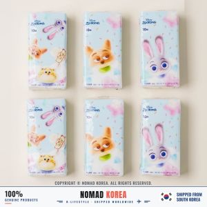 Daiso Korea Disney Zootopia Judy & Nick Pocket Tissue 3-Ply 10 Sheets x 6 Packs Natural Pulp 19 x 20 cm Travel
