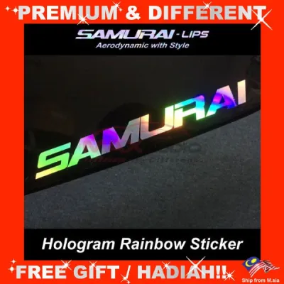 SAMURAI-LIPS Hologram Rainbow Sticker Car Bumper Diffuser Body Exterior Pre-cut Waterproof Personalized Styling Decal Car Accessories Aksesori Kereta
