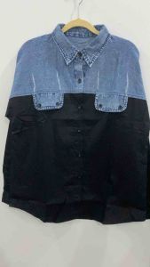 KEMEJA WANITA DENIM KOMBINASI KATUN 9045 / 9046 / 678 / 9044
