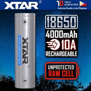 XTAR 18650 4000mAh RAW UNPROTECTED Battery - 3.6V Rechargeable - Lithium-Ion - 10A Max Discharge