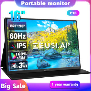 ZEUSLAP 16" 60Hz Portable Monitor 1920*1200P 16:10 100% sRGB 400Nit Travel Gaming Display for Laptop Switch ps4 ps5 Xbox