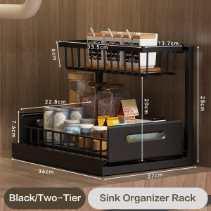 [SG] Under Sink Organizer Pull-out Kitchen Space Saving Rack Storage 2-Tier Slide Shelf for Bathroom HDB