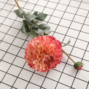 ECOCOKU 80cm Artificial Chrysanthemums Branch Real Touch 2 Heads Simulation Dahlia Flowers Photography Props Handmade Silk Fake Flowers Home Decoration