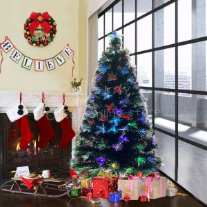 O-KAY Fiber Optic Christmas Tree/ 120cm-240cm Christmas Tree with Decoration Complete Set/ Fairy Lights Christmas Tree With Built In Lights/ Artificial Christmas Tree Fiber Optic Christmas Tree LED Multicolor Lights Christmas Tree
