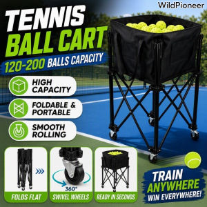 WildPioneer Foldable Pickleball Ball Cart Big Capacity Portable Roller Collector Trainer For Game Daily Use