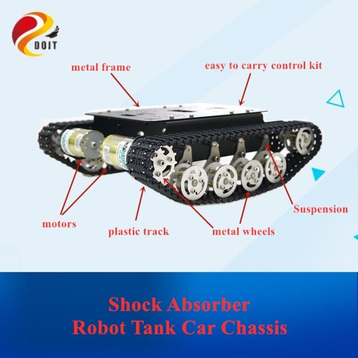 TS100 Shock Absorber Metal Robot Tank Car Kit Chassis for Arduino uno ...