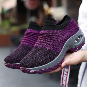 Slip On K-Fashion Rubber Shoes for Women Low Cut Air Cushion Comfortable Sneakers New Trendy Comfortable Loafers Shoes For Lady