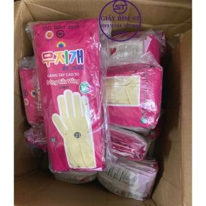 Túi 10 đôi Găng tay cao su Hàn Quốc Cầu vồng đủ size S M L (rửa bát bảo hộ làm vệ sinh)
