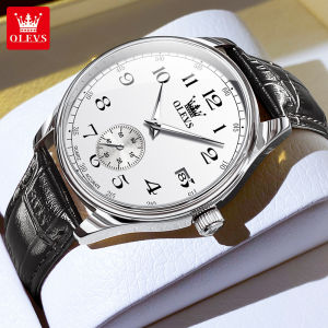 OLEVS Watch For Men Waterproof Original 2024 New Luxury Leather Import Quartz Casual Calendar Luxurious Business Mens Watch
