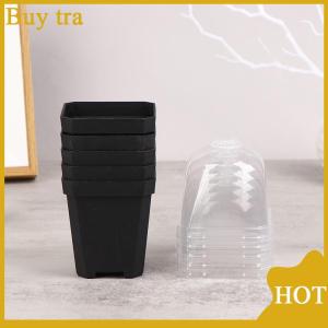 [Buytra] 5 chậu hoa hình vuông nhỏ có mái vòm độ ẩm chậu trồng cây giống