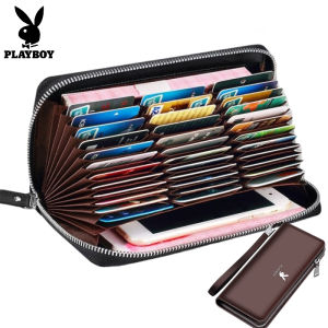 Playboy leather 36 or 12 card pocket wallet mens zipper coin purse long wallet mens passport case long wallet anti-RFID card holder wallet men