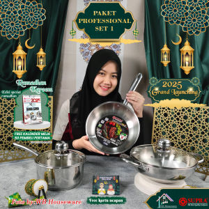 Hampers SUPRA New 5pcs panci set professional series stainless SUS304 impact bottom / cookware wajan penggorengan special lebaran Paket 1 Set Prof