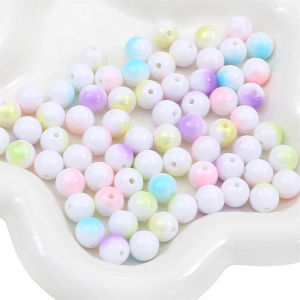 25/50/100pcs 12/10/8mm acrylic màu trơn hai màu hạt cườm tròn hạt rời cho Tự Làm Vòng Cổ Vòng Tay Phụ kiện làm đồ trang sức