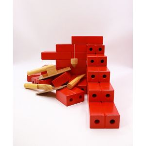 Đồ chơi gạch xây dựng gỗ loại to cao cấp 42 viên kèm dụng cụ xây đồ chơi gạch gỗ xây dựng các công trình tư duy giáo dục cho bé