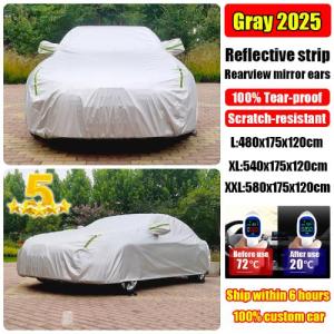 PEVA Car Cover with Reflective Strip Waterproof UV Protection Dustproof Anti-Scratch Universal Fit Sedan SUV All Weather Local Stock Fast Delivery