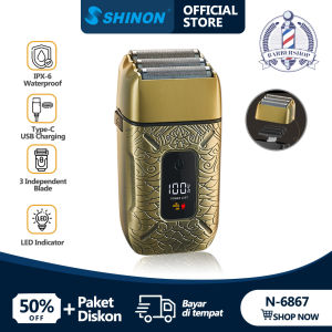 NIKAI N-6867 Shaver Elektrik Kumis Jenggot Cambang Pria Tahan Air IPX6 USB Charger Travel Desain Unik Ukiran Motif Hadiah Pria