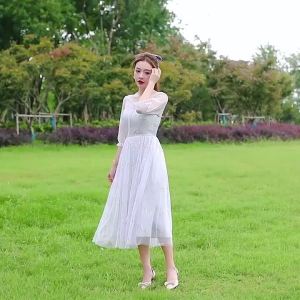 Bridesmaid Dress Blush Pink Sequined Elegant Medium Length Wedding Dress Skinny Temperament Midi Evening Dresses㏇X0407