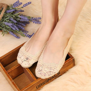 Vớ Thuyền Vải Ren Tàng Hình Cho Giày Búp Bê Màu Trơn Thoáng Mát RQN2559 - REQUANE