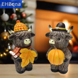 [COD] EHBqna SPORTS รูปปั้นตกแต่งโต๊ะวันฮาโลวีนทำจากเรซินวัวไฮแลนด์