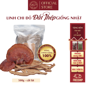 Trà Nấm Linh Chi Đỏ Đất Thép Giống Nhật 500g (2 loại: cắt lát hoặc nguyên tai) - Giải độc gan - Ổn định đường huyết - Hàng chính hãng