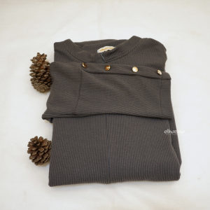 Elhasna Hijab Indonesia Gamis Dress Resleting Depan Button Knit Premium Jumbo