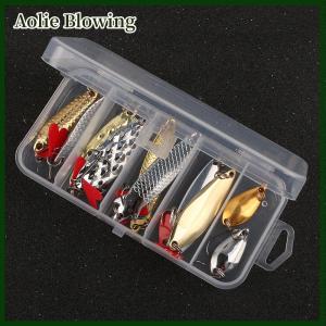 Aolie 10Pcs Fishing Metal Spoon Lure Kit Set Baits Sequins Spinner Lures