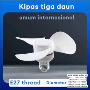 V178 FAN KIPAS ANGIN E27 5W WAT WATT MINI PORTABLE 3 SAYAP HEMAT ENERGY RUANGAN BALING PENDINGIN PEN