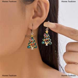 [COD] Home Fashion Christmas Tree Drop Earrings For Women Zircon Star Bell Earring Party Jewelry