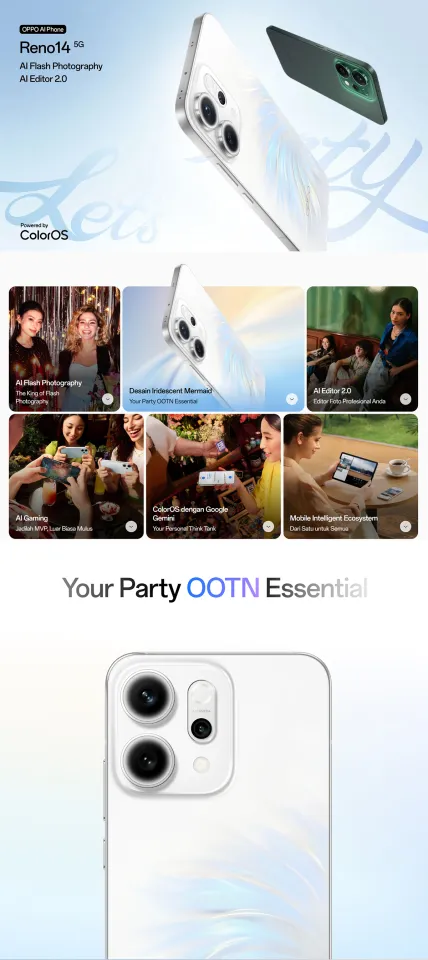 OPPO Reno14 5G 8/256GB 12/512GB [IP69 Underwater 4K Video, Al