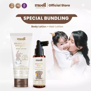 Paket Bundling Moell skin care baby Penumbuh rambut lebat anak bayi / Hair Body Wash Lotion / Shampoo / Balm / SunScreen Bayi Moel Official Store Shop Moeell Bandung