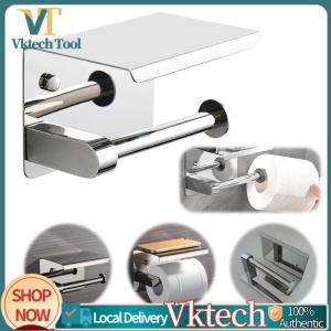 [Vktech] Stainless Steel Floating Paper Shelf with Phone Holder Bathroom Accessories