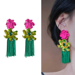 FIRST Light Luxury Flower Drop Earrings Rhinestone Tassel Sweet  Earrings Elegant Ear Jewelry Bohemian Earrings Women Female