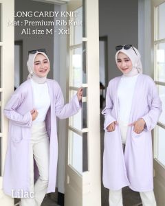 Anfaf - Cardigan Dara Bahan Knit Rib Premium Outer Wanita Polos Kekninian Long Cardi