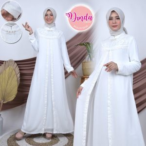 ELOK Dress Wanita Putih Brukat Gamis Putih Lebaran Umroh Haji Busana Muslim Wanita DCA#80910
