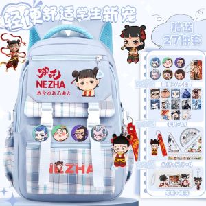 Nezha Ao Bing กระเป๋านักเรียนนักเรียนชั้นประถมศึกษาปีที่3ถึง6กระเป๋าเป้สะพายหลังสำหรับเด็กความจุขนาดใหญ่สำหรับชายและหญิงมัธยมต้น