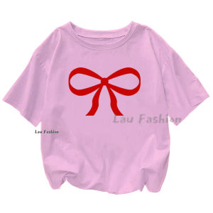 Lau Fashion - BAJU KAOS WANITA OVERSIZE RED BOW / KAOS KEKINIAN / KAOS WANITA CEWEK / KAOS KATUN