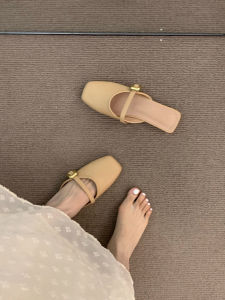 French Gentle Toe Semi-slippers Worn Casual and Versatile Flat Pumps for Women