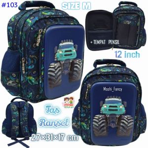 Tas Ransel TK Karakter dan Pencil Case / Tas Gendong Anak Laki-Laki Boy / Tas Sekolah Anak Car