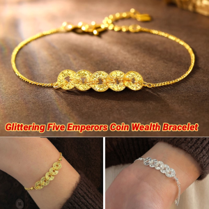 Glittering Five Emperors Coin Wealth Bracelet Womens Elegant Adjustable Bracelet Lucky Coin Charm Bracelet Feng Shui Jewelry 五帝钱币招财手链