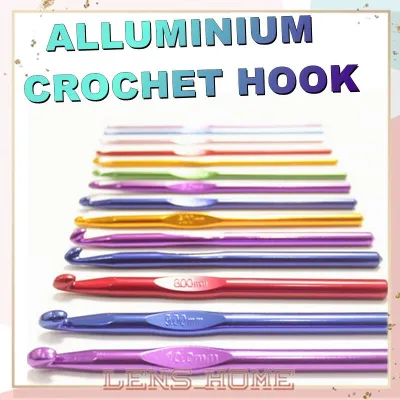 Aluminum Crochet Hook Weave Knit Hand Woven Tool Needles Knitted Craft Knitting Tool (2.0-6.0mm) Jarum Kait Aluminum