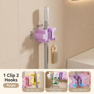 COMEMECO Bánh macaron Giá đỡ cây lau nhà Ghép hình Gắn tường Kẹp giữ chổi Di động với Hooks Kẹp lau nhà cho Nhà bếp và Phòng tắm