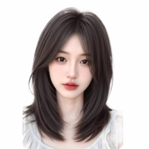 YOUTH HOME Synthetic Long Straight Layered Hair Clip in Hair Extension Head Top Fake Hair Piece Replacement Block Human Hair Hair Toppers Wigs with Bangs Women