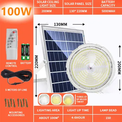 【QY Local Mall】Upgrade 500W Led Solar Ceiling Light Indoor Automatic Chandelier Pendant Living Room Night Light With Remote White/Warm Light 3 Color Switch Lamp Outdoor Waterproof 太阳能灯 吸顶灯