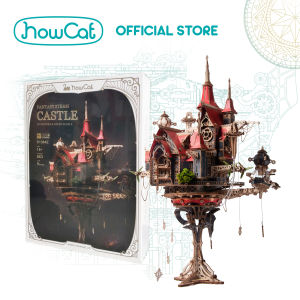 HowCat Dracula Red Fantasy Steam Castle DIY Wooden Puzzle (S1084E) 3D Wooden & Paper Puzzle