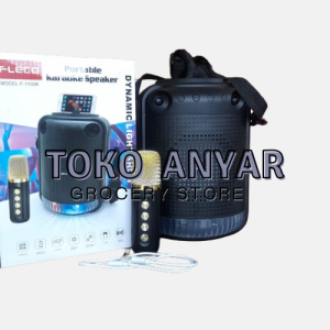 Fleco F-1102K Speaker Karaoke Portabel dengan LED Dynamic Light Show dan Mikrofon Tahan Air - Hitam