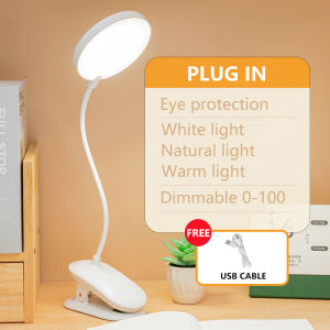 MKEPS Usb Rechargeable clamp Desk Lamp Flexible LED Study Lamp Touch Dimming Table Lamp For Study 3-Tone Night Light