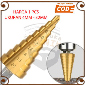 LOMAX Mata Bor Besi Pembuat Lubang Kuningan Kayu Plastik Pagoda Tingkat Step 4MM - 32MM